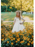 Ivory Pearl Beaded Flower Girl Dress With Horsehair Hem